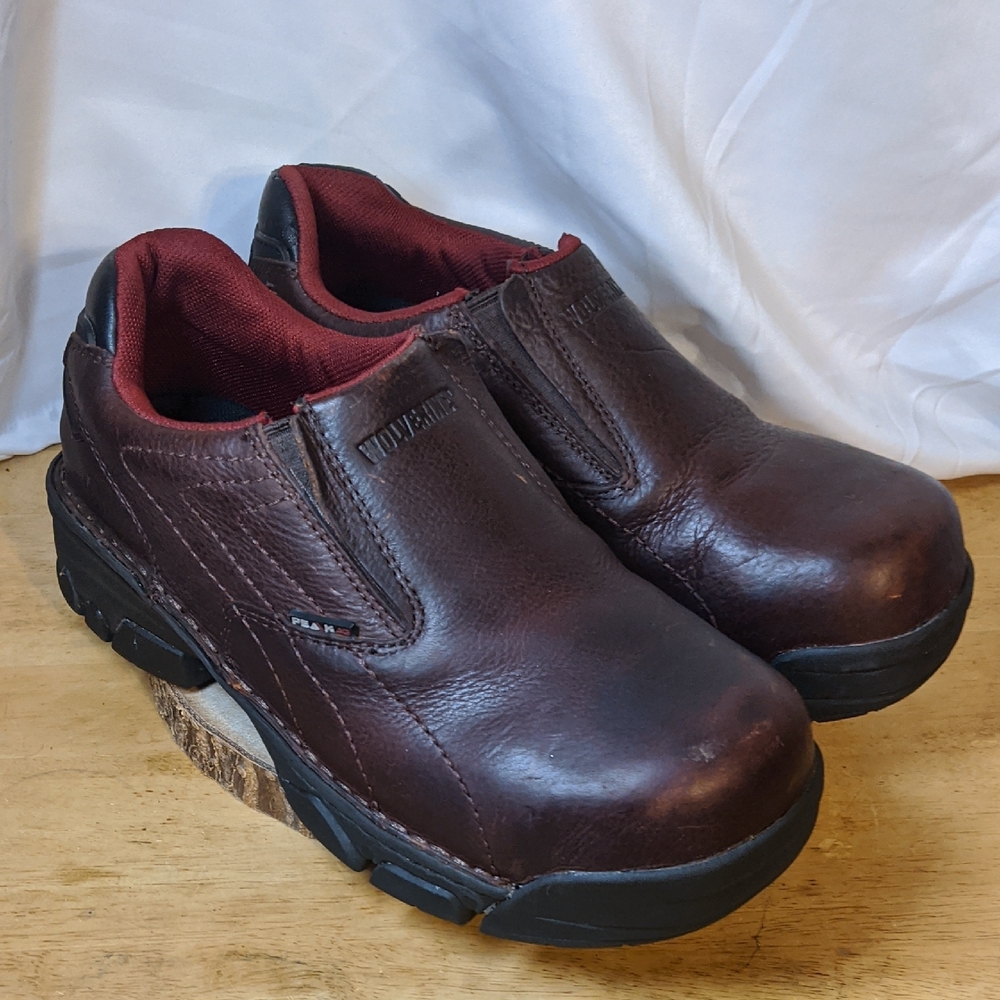 Wolverine Falcon "Briar" Brown Leather Work Boots Composite Toe Mens 8.5 WIDE